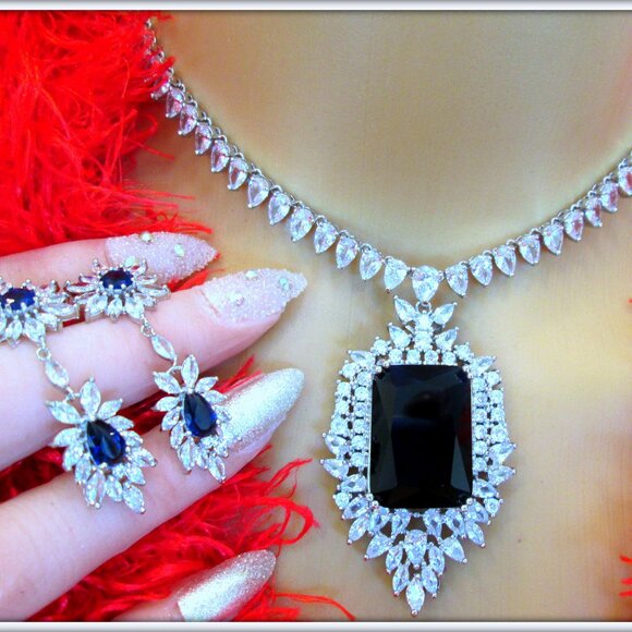 Sapphire huge gemstone white sapphire platinum plated...